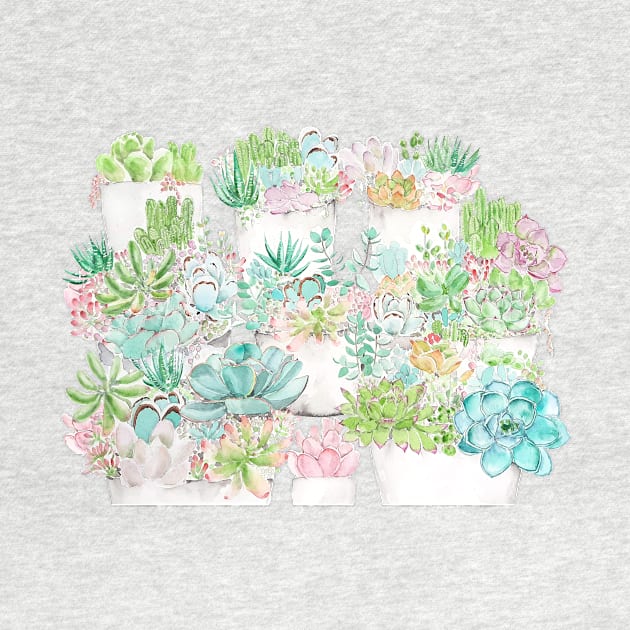 botanical succulent and cactus garden watercolor by colorandcolor